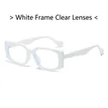Vierkante zonnebril met wit montuur en witte glazen in een brede retro-stijl - Wit Frame Witte Lens