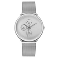 Fashion silver quartz watch with mesh band, three-eye dial, and blue hands for men - Silver