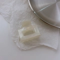 Minimalist cream white acetate hair claw clip with pearlescent marble finish - 3.5cm / Iridescent White