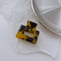 Mini square tortoiseshell claw clip with retro amber pattern for women hair styling - 3.5cm / Coffee Tortoise Shell