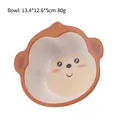 Cartoon monkey shaped bamboo fiber kids bowl in orange and beige color, size 13.4cm - Monkey Bowl (043)