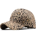 Faux suede leopard print baseball cap with curved brim for men and women - Adjustable / Khaki
