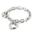 Bracciale in acciaio inossidabile argento con chiusura OT e ciondolo a cuore cavo - Bracciale Argentato (KB152756-Z)
