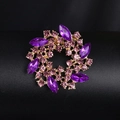 Elegant gold-plated brooch with pink rhinestones and purple marquise gemstones - XD964-5 Purple