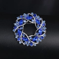 Elegant round brooch with blue crystals and marquise stones on a silver-plated base - BR2393-6 Blue