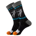 Detail of astronaut embroidery and Universe text on cotton mid-calf socks - You Are My Universe