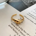 Unregelmäßiger S925 Sterling Silber Ring in Gold mit poliertem Wellendesign - Gebogener Oberflächenring / 18K Gold