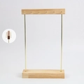 Minimalist wooden jewelry stand with gold metal rods and hooks for necklace display - Oak Wood / Double-Sided 6-Hook Necklace Stand