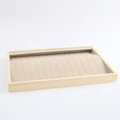 Wooden jewelry tray for necklaces with beige velvet lining and 17 white metal hooks - Single Wave Hook Tray Apricot Microfiber