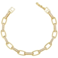 Gold-plated brass chain bracelet with micro-pave cubic zirconia and H-clasp closure - Gold