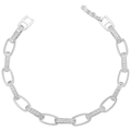 Modern gold-plated brass chain bracelet with micro-pave cubic zirconia and link design - White Gold