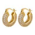 U-shaped 18K gold plated hoop earrings featuring micro-paved sparkling zircon stones - Gold