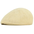 Detailed close-up of beige mesh knit fabric texture on a breathable summer flat cap - M (56-58cm) / Beige