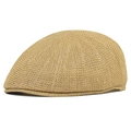 Men's breathable mesh beret hat in light khaki, stylish sun protection for summer wear - M (56-58cm) / Khaki