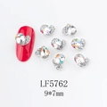 Macro detail of 9x7mm aurora heart crystal nail charm with silver alloy setting - AB Color Heart (5762)