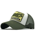 Cappellino trucker vintage verde e bianco con ricamo giallo e dettagli consumati sulla visiera - Adulto 54-60CM / Verde