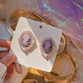 Elegante paarse cameo oorbellen met parelrand op gouden vintage basis in de hand - 2# Zilveren Pin - Schoonheidsportret (Parelrëliëf)