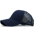 Detail view of the navy blue breathable mesh back and cotton fabric of the baseball cap - Adult 54-60CM / Navy Blue