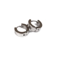 Minimalist silver stainless steel hoop earrings with a polished round hinged design - Silver