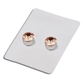 Champagne magnetic non-piercing stud earrings with round crystal on display card - Champagne
