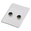 Pair of gray magnetic stud earrings with multi-faceted crystal on white display card - Gray