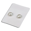 Classic white magnetic faux pearl stud earrings on display card for non-pierced ears - Half Pearl