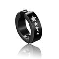 Punk black titanium steel clip-on earring with five white stars pattern and matte finish - Five Stars