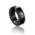 Matte black punk clip-on earring with silver flame pattern, made of stainless steel - Flame Pattern