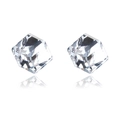 Water cube magnetic crystal stud earrings with clear rhinestone and reflective finish - White