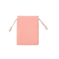 Close-up of pink cotton drawstring pouch showing fabric texture and secure closure - Flesh Pink