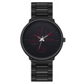YOLAKO Men's black stainless steel chronograph watch with red hands and triple sub-dials - Red Hands Black Strap