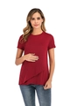 Detailaufnahme des Still-T-Shirts mit Rundhalsausschnitt und asymmetrischem Stillsaum - Burgunderrot