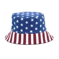 Cappello da pescatore reversibile bandiera USA con stelle e strisce in tela traspirante - M (56-58cm) / Blu