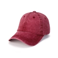Burgundy washed cotton baseball cap with vintage distressed texture and six-panel design - M (56-58cm) / Red