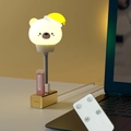 USB night light featuring a cartoon bear in yellow sleep cap with remote control - Remote Control - Bear
