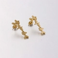 Golden stainless steel stud earrings with heartbeat and fish silhouette design - Gold (KE86798-KFC)