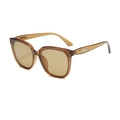 Amber brown square sunglasses with tea lenses and silver metal temple accents - Transparent Tea Frame Light Tea Lens