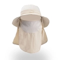 Beige outdoor sun hat with Sport embroidery, mesh vents and full face neck protection - Beige