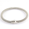 Bracciale a maglia in acciaio inossidabile argento con chiusura magnetica lucida - Color Acciaio