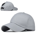 Close-up of light grey cotton ponytail baseball cap with V-shaped back opening - Gray / Adjustable