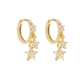 Orecchini a cerchio con pendenti a stella e zirconi incastonati placcati in oro 18k - Oro