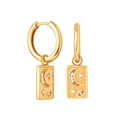 Boucles d'oreilles lune et étoile en argent S925 avec zircons et placage en or - Or