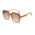 Fashionable oversized square sunglasses with amber gradient lenses and glitter temple detail - Light Tea Frame Gradient Tea Lens