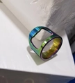 Rainbow stainless steel beer bottle opener ring with vibrant multi-color plating - US 7 / Colorful