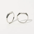 Anelli minimalisti in argento con sole e luna placcati in oro 14k dal design retrò - US 6 / Argento