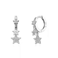Dettaglio degli orecchini a cerchio in argento S925 con pendenti a stella in zirconi - Argento