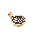 Colgante elefante dorado con esmalte negro en un dije redondo de metal para collar - Color Dorado (KP78008-Z)