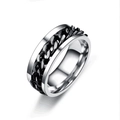 Anello da uomo in acciaio al titanio argento con catena nera rotante stile hip-hop - US 6 / Nero