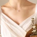 Elegante collana d'argento con ciondolo in zircone tondo su una catena delicata - 40+5cm / Color Acciaio