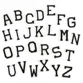 Set of 26 black and white embroidered alphabet patches with bold serif letters - AAC-C-1-8*Black and White*Set of 26 Letters